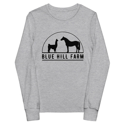Performance | Youth Long Sleeve T-Shirt | Blue Hill Farm | Highland Silhouette Logo