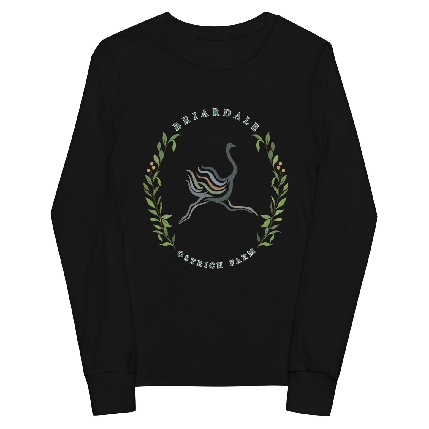 Performance | Youth Long Sleeve T-Shirt | Briardale Ostrich Farm | Crest Logo