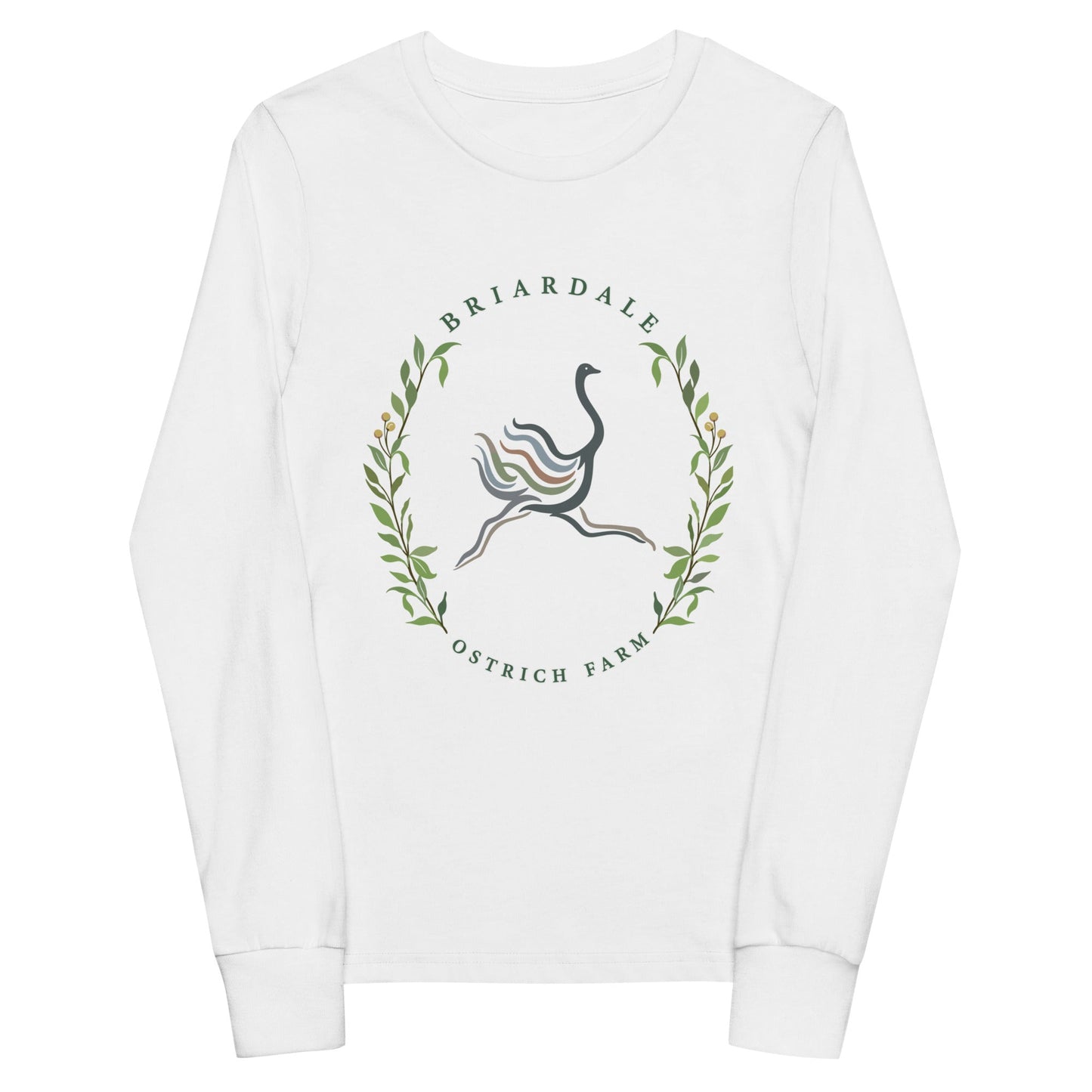 Performance | Youth Long Sleeve T-Shirt | Briardale Ostrich Farm | Crest Logo