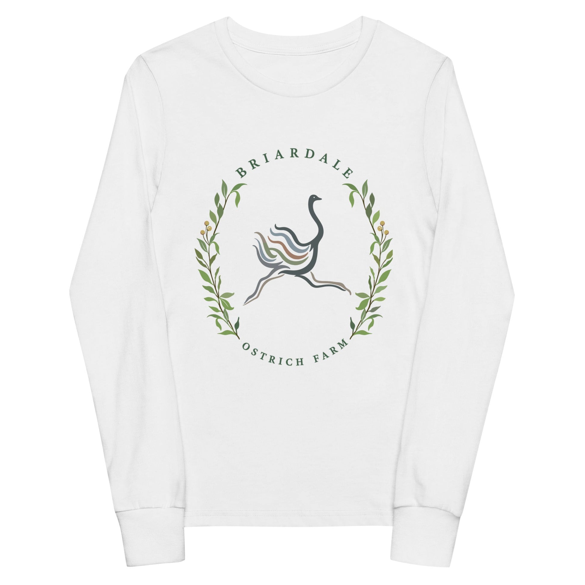 Performance | Youth Long Sleeve T-Shirt | Briardale Ostrich Farm | Crest Logo