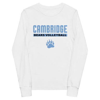 Performance | Youth Long Sleeve T-Shirt | Cambridge Volleyball | Script Paw Logo