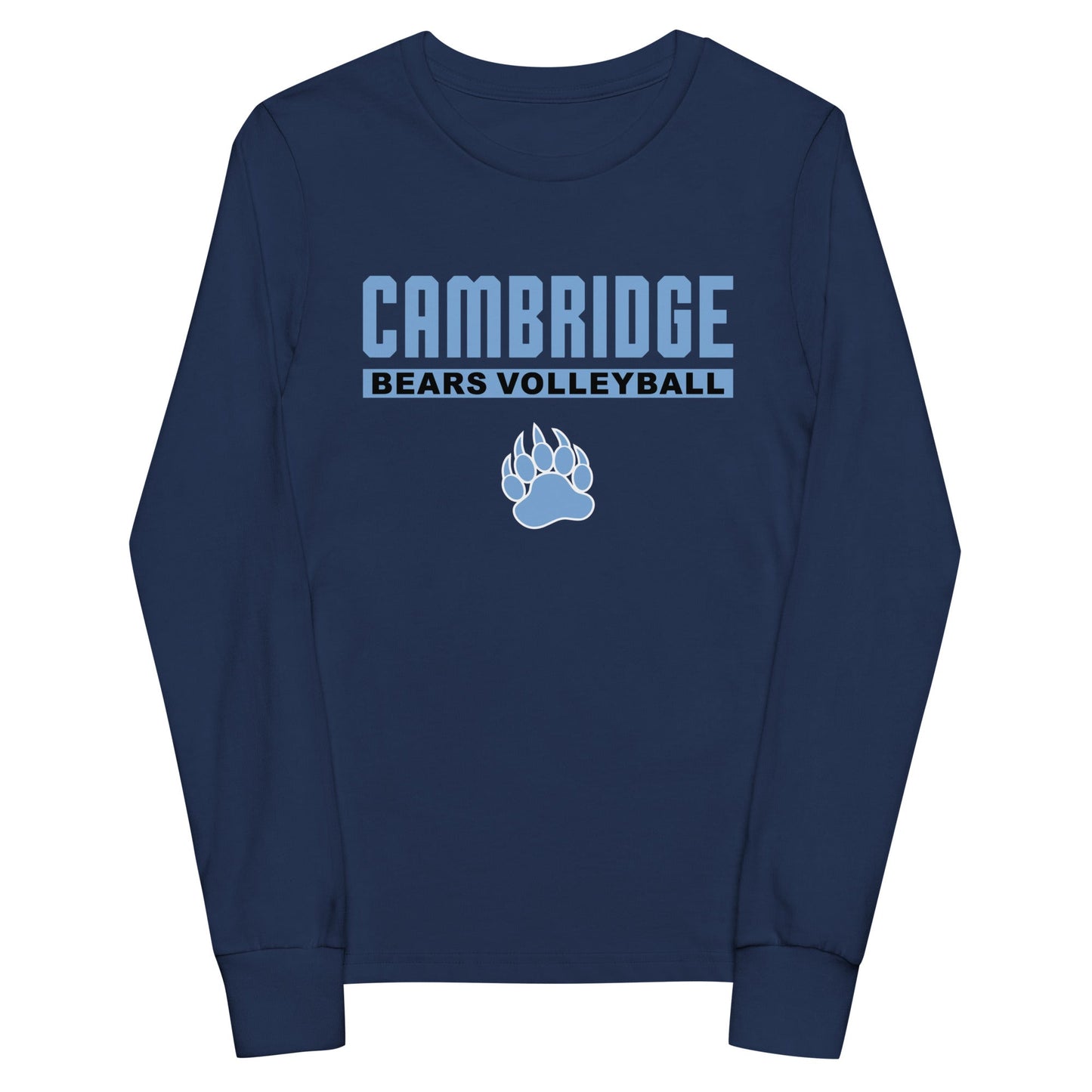Performance | Youth Long Sleeve T-Shirt | Cambridge Volleyball | Script Paw Logo