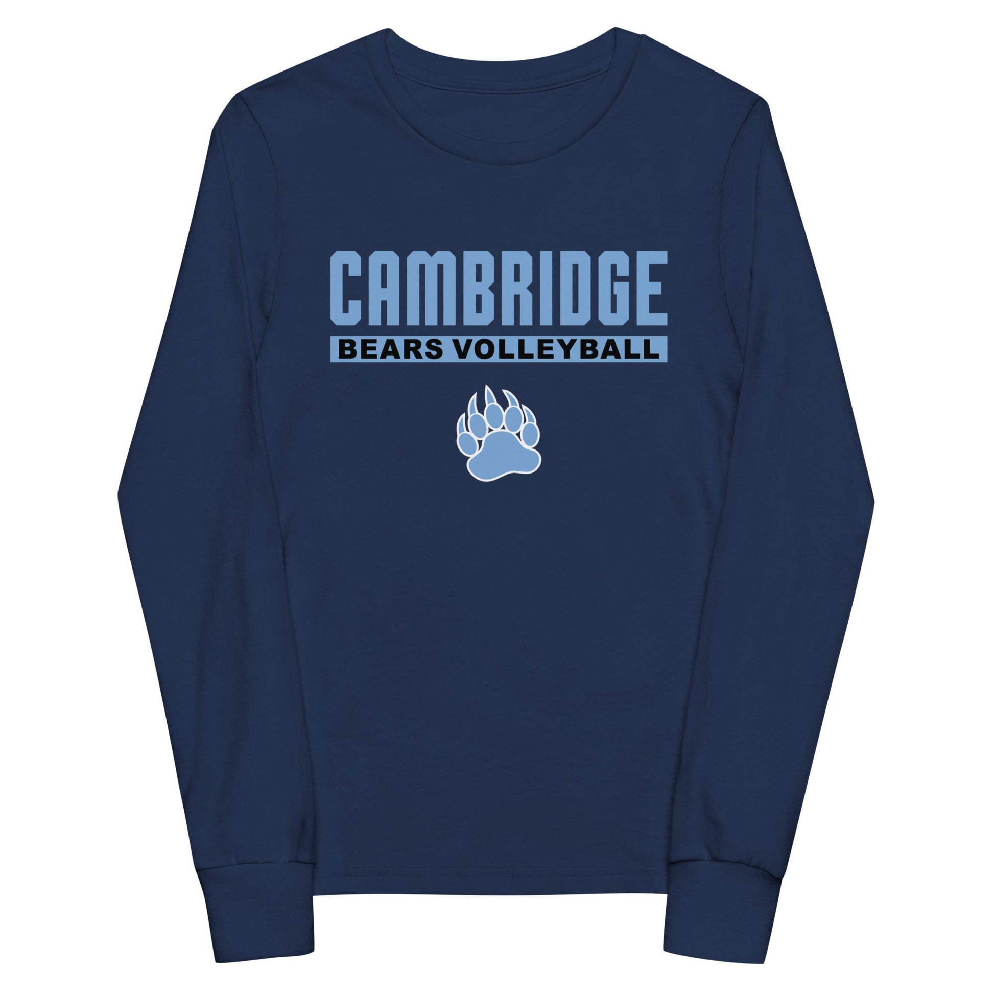 Performance | Youth Long Sleeve T-Shirt | Cambridge Volleyball | Script Paw Logo