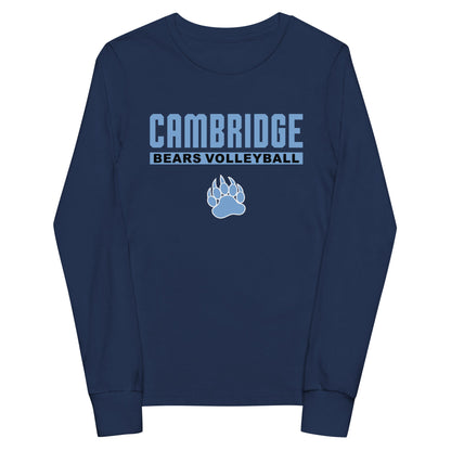 Performance | Youth Long Sleeve T-Shirt | Cambridge Volleyball | Script Paw Logo