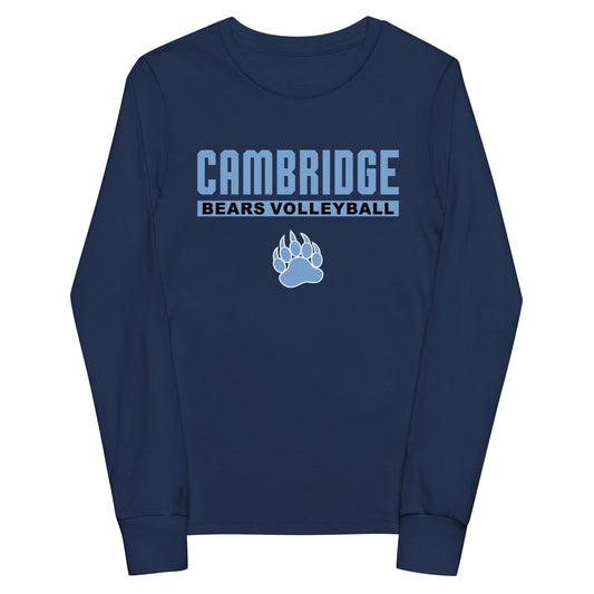 Performance | Youth Long Sleeve T-Shirt | Cambridge Volleyball | Script Paw Logo
