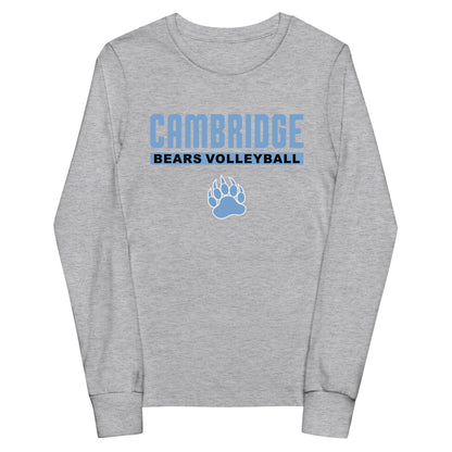 Performance | Youth Long Sleeve T-Shirt | Cambridge Volleyball | Script Paw Logo