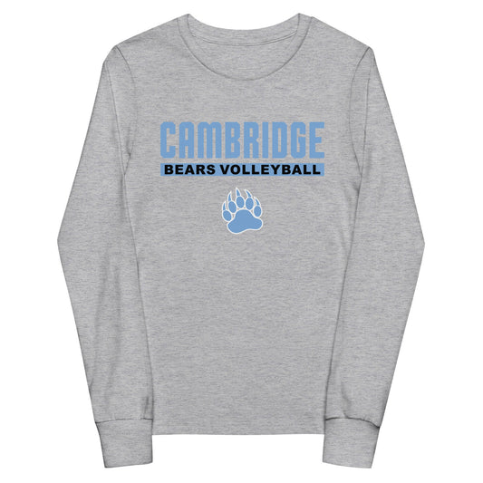 Performance | Youth Long Sleeve T-Shirt | Cambridge Volleyball | Script Paw Logo