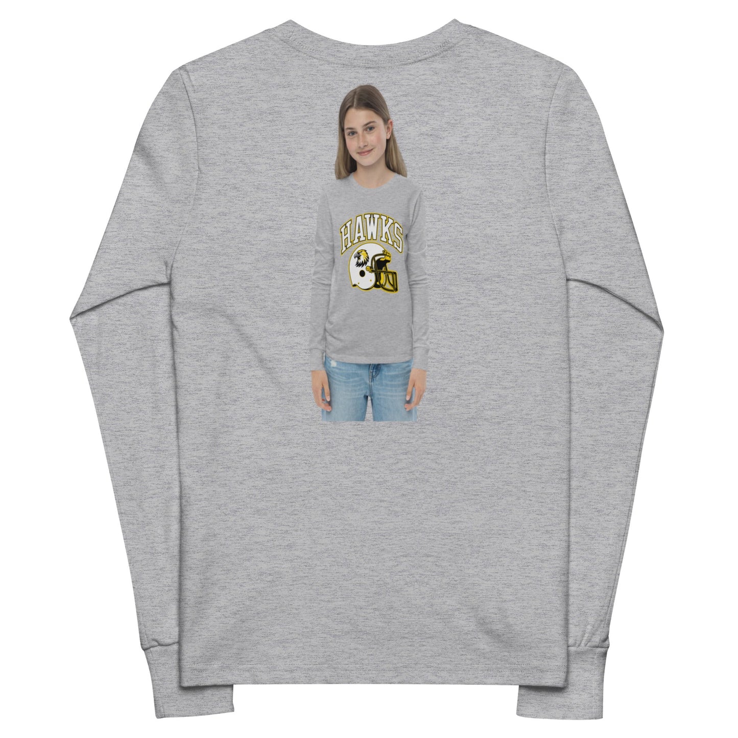 Performance | Youth Long Sleeve T-Shirt | Cardinal Ohara Hawks | Football Helmet Logo