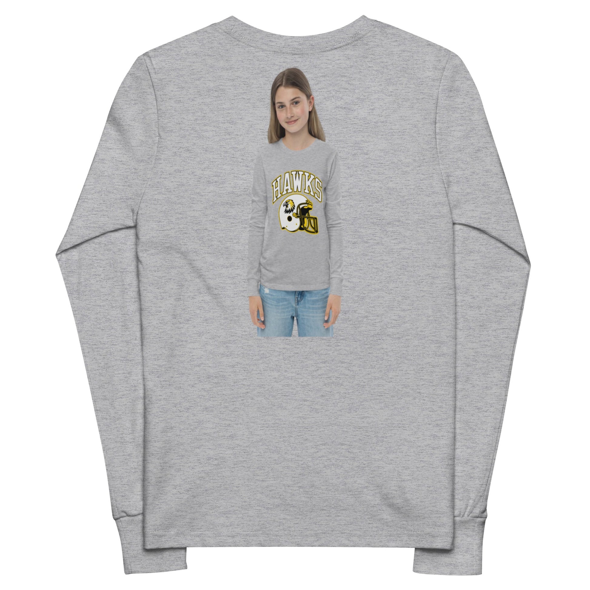 Performance | Youth Long Sleeve T-Shirt | Cardinal Ohara Hawks | Football Helmet Logo