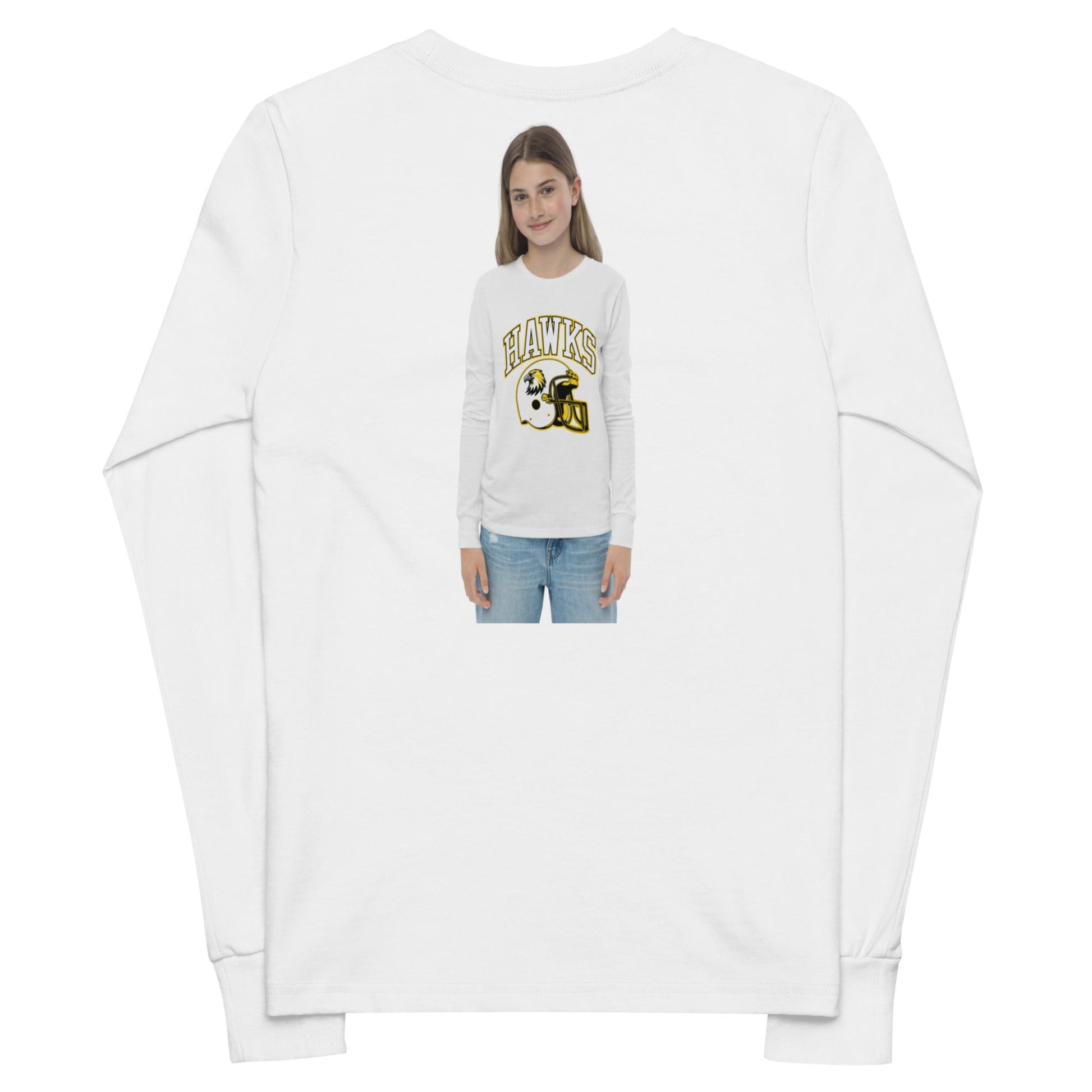 Performance | Youth Long Sleeve T-Shirt | Cardinal Ohara Hawks | Football Helmet Logo