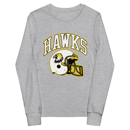 Performance | Youth Long Sleeve T-Shirt | Cardinal Ohara Hawks | Football Helmet Logo