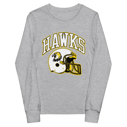 Performance | Youth Long Sleeve T-Shirt | Cardinal Ohara Hawks | Football Helmet Logo