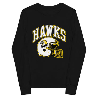 Performance | Youth Long Sleeve T-Shirt | Cardinal Ohara Hawks | Football Helmet Logo