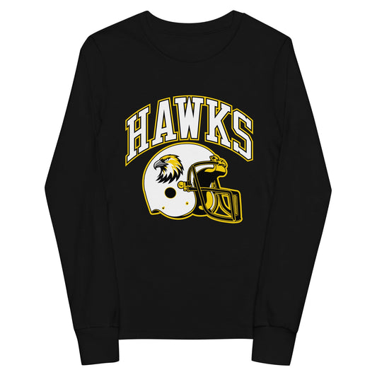 Performance | Youth Long Sleeve T-Shirt | Cardinal Ohara Hawks | Football Helmet Logo