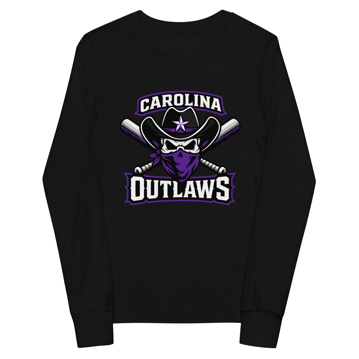 Performance | Youth Long Sleeve T-Shirt | Carolina Outlaws Baseball | Crest Logo