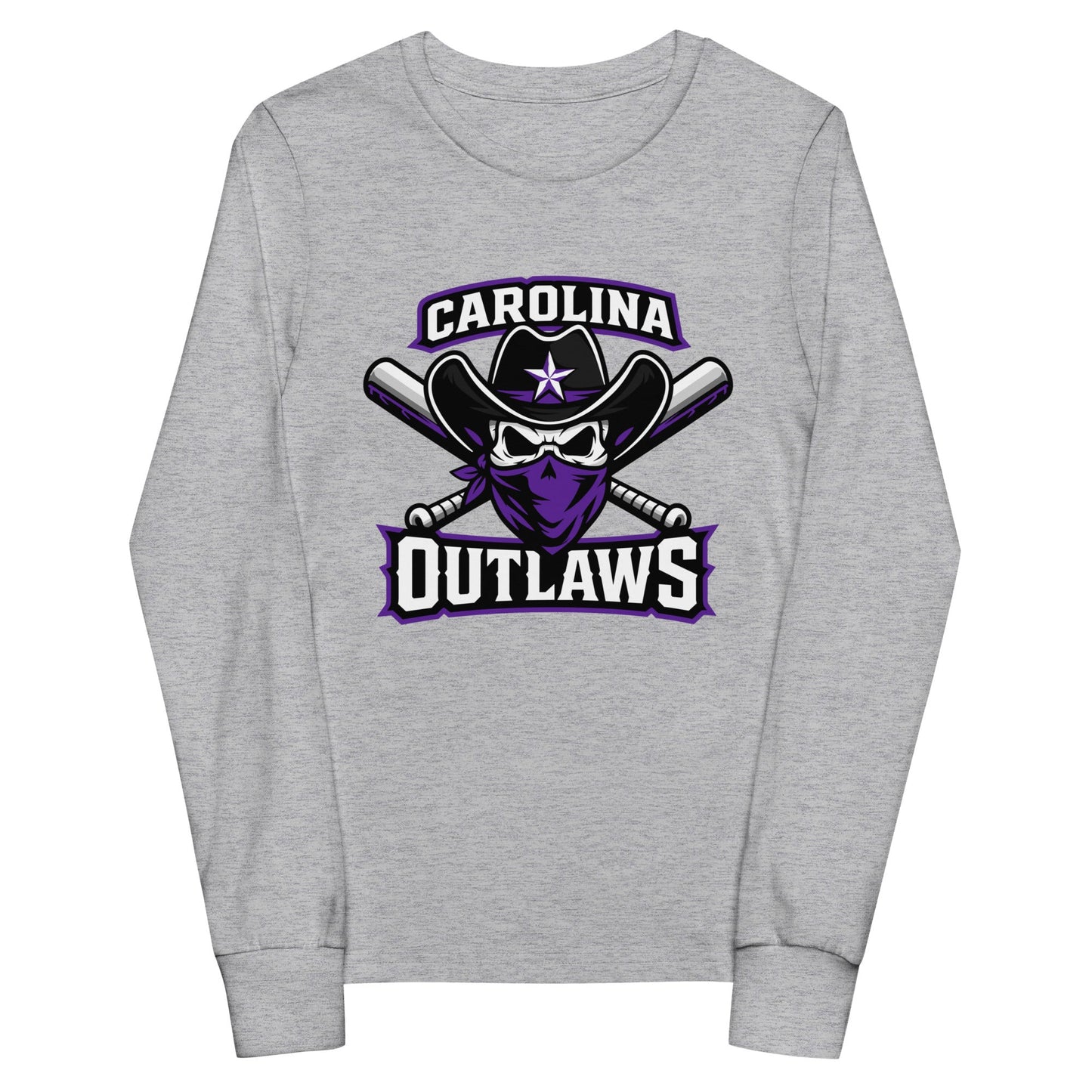 Performance | Youth Long Sleeve T-Shirt | Carolina Outlaws Baseball | Crest Logo