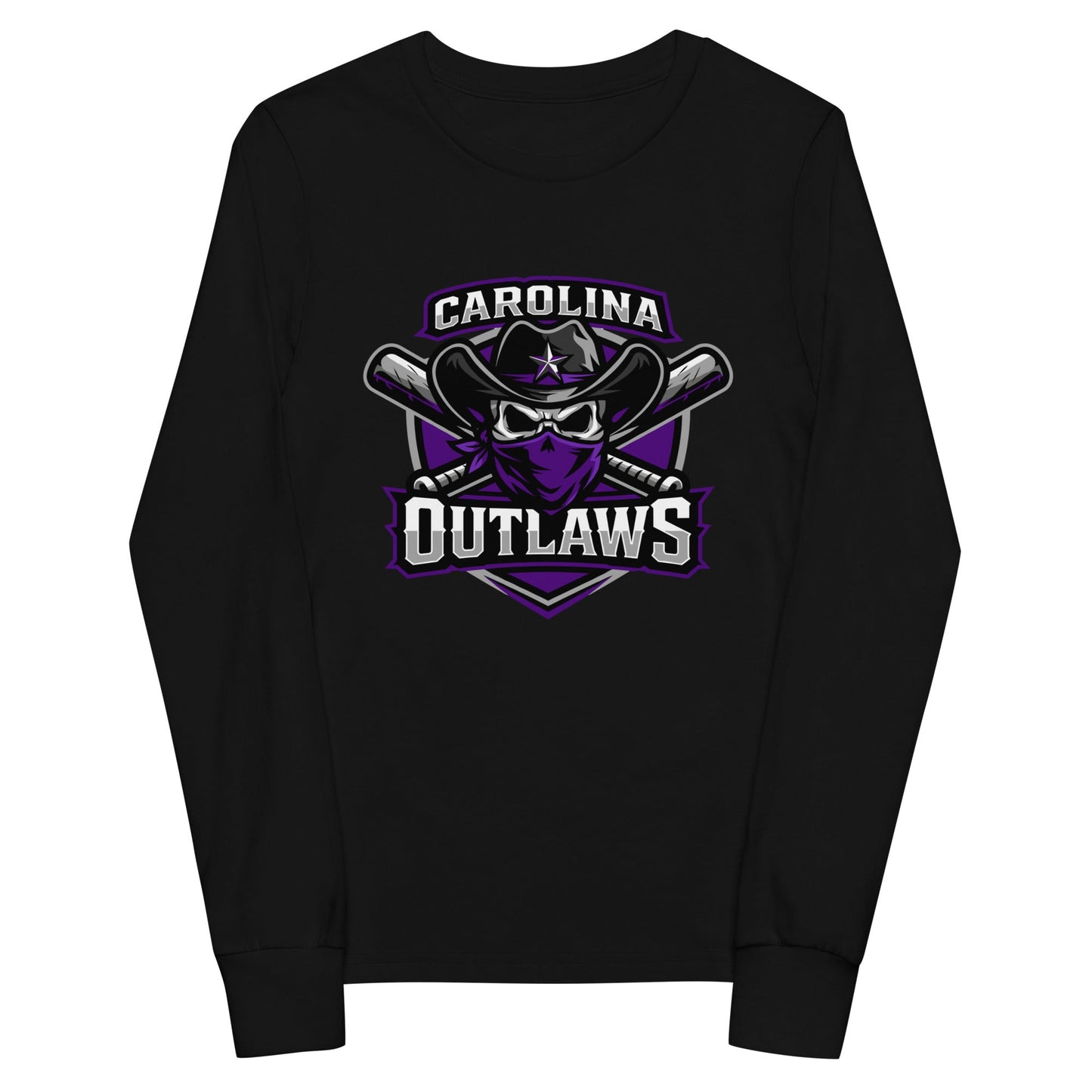 Performance | Youth Long Sleeve T-Shirt | Carolina Outlaws Baseball | Shield Logo