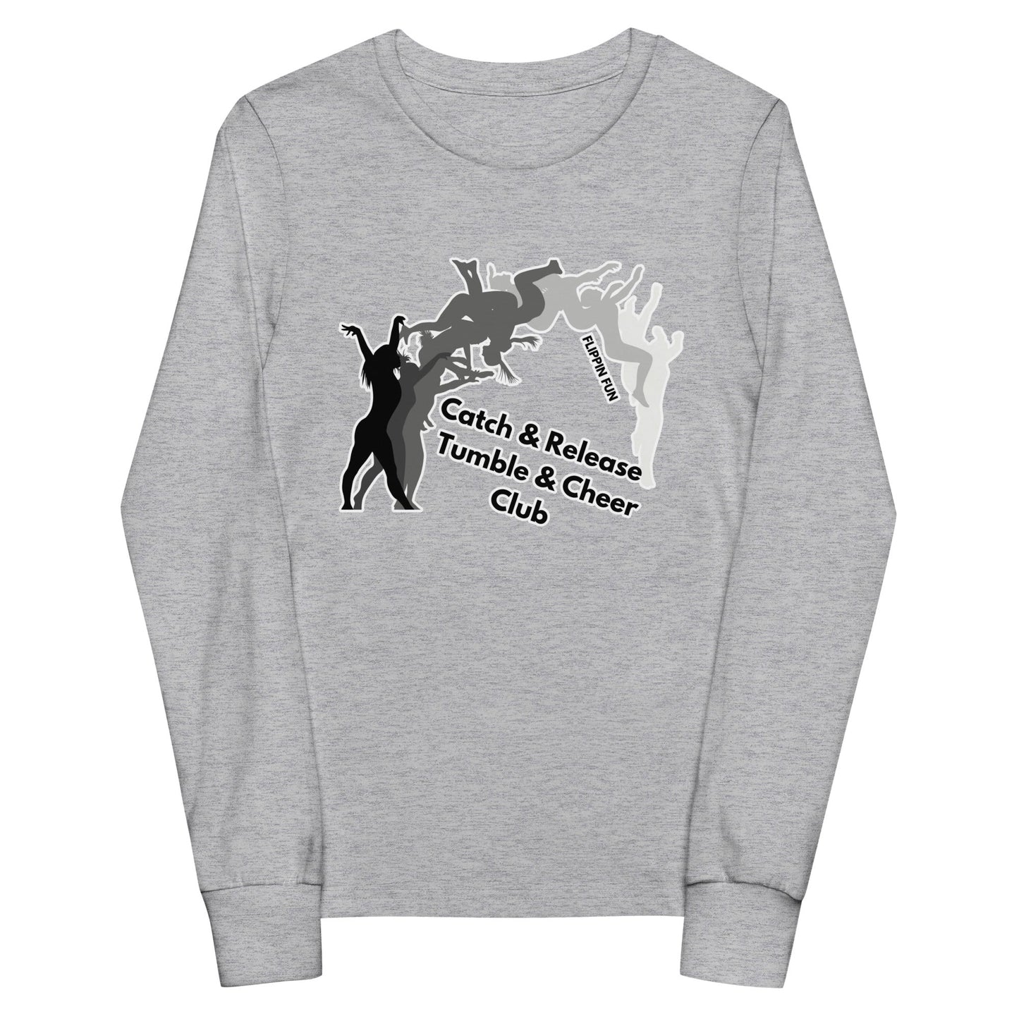 Performance | Youth Long Sleeve T-Shirt | Catch & Release Tumble & Cheer Club | Tumble Logo