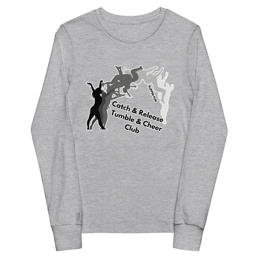 Performance | Youth Long Sleeve T-Shirt | Catch & Release Tumble & Cheer Club | Tumble Logo