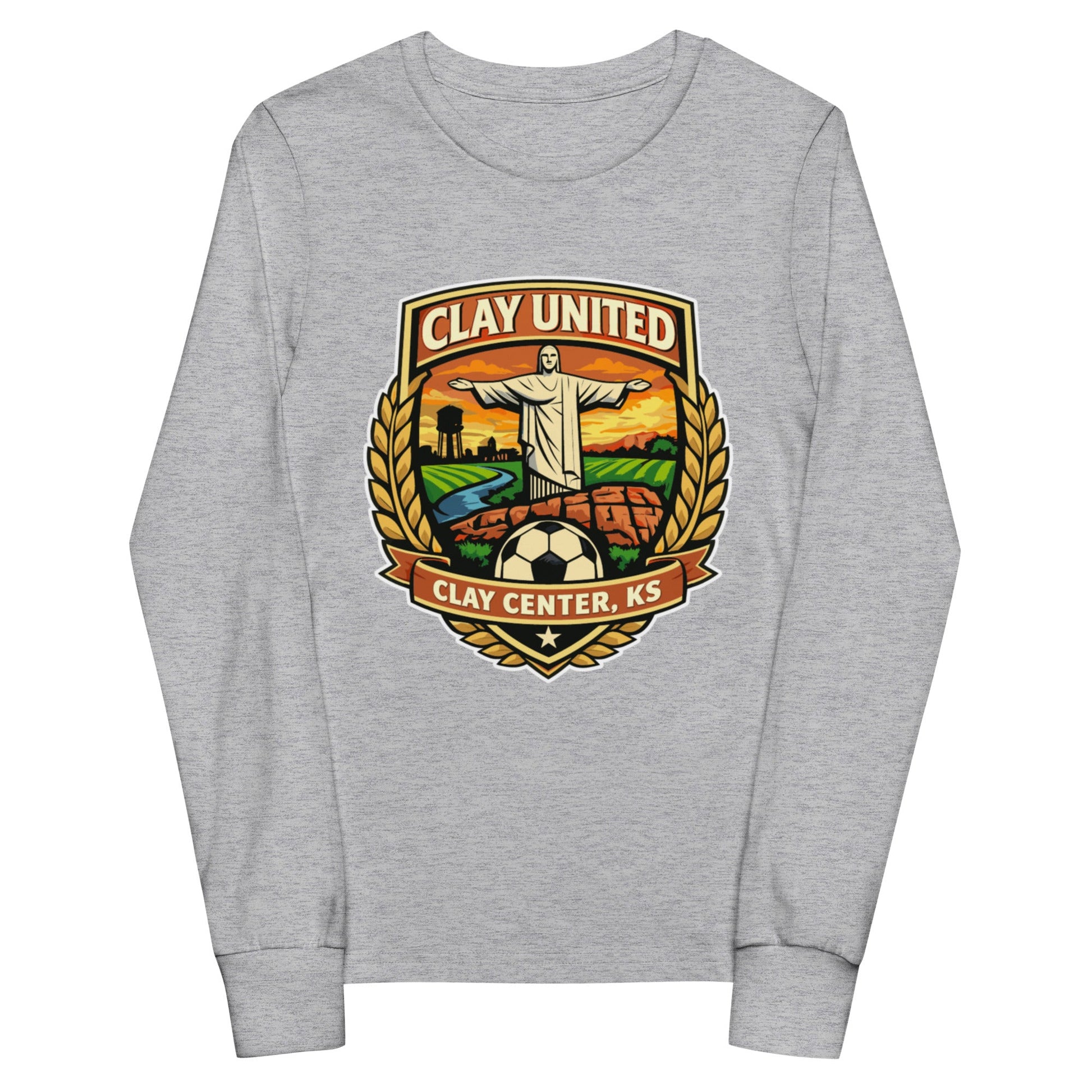 Performance | Youth Long Sleeve T-Shirt | Clay United | Crest Logo