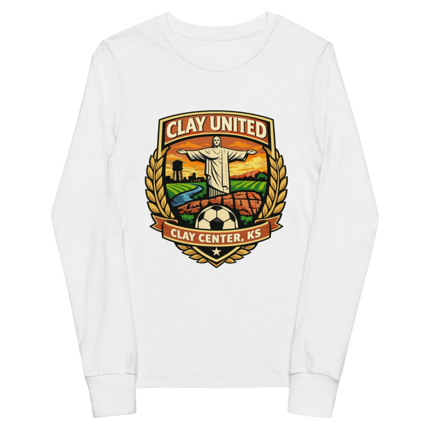 Performance | Youth Long Sleeve T-Shirt | Clay United | Crest Logo