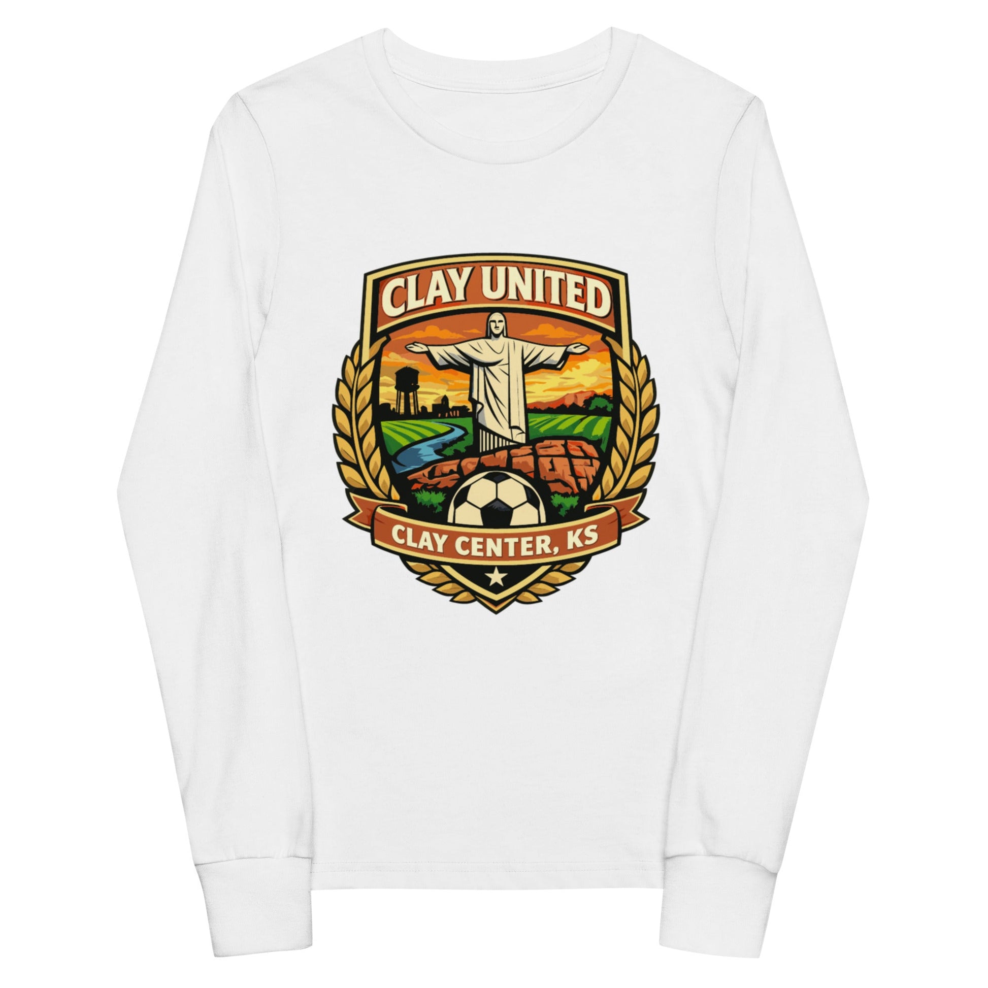 Performance | Youth Long Sleeve T-Shirt | Clay United | Crest Logo