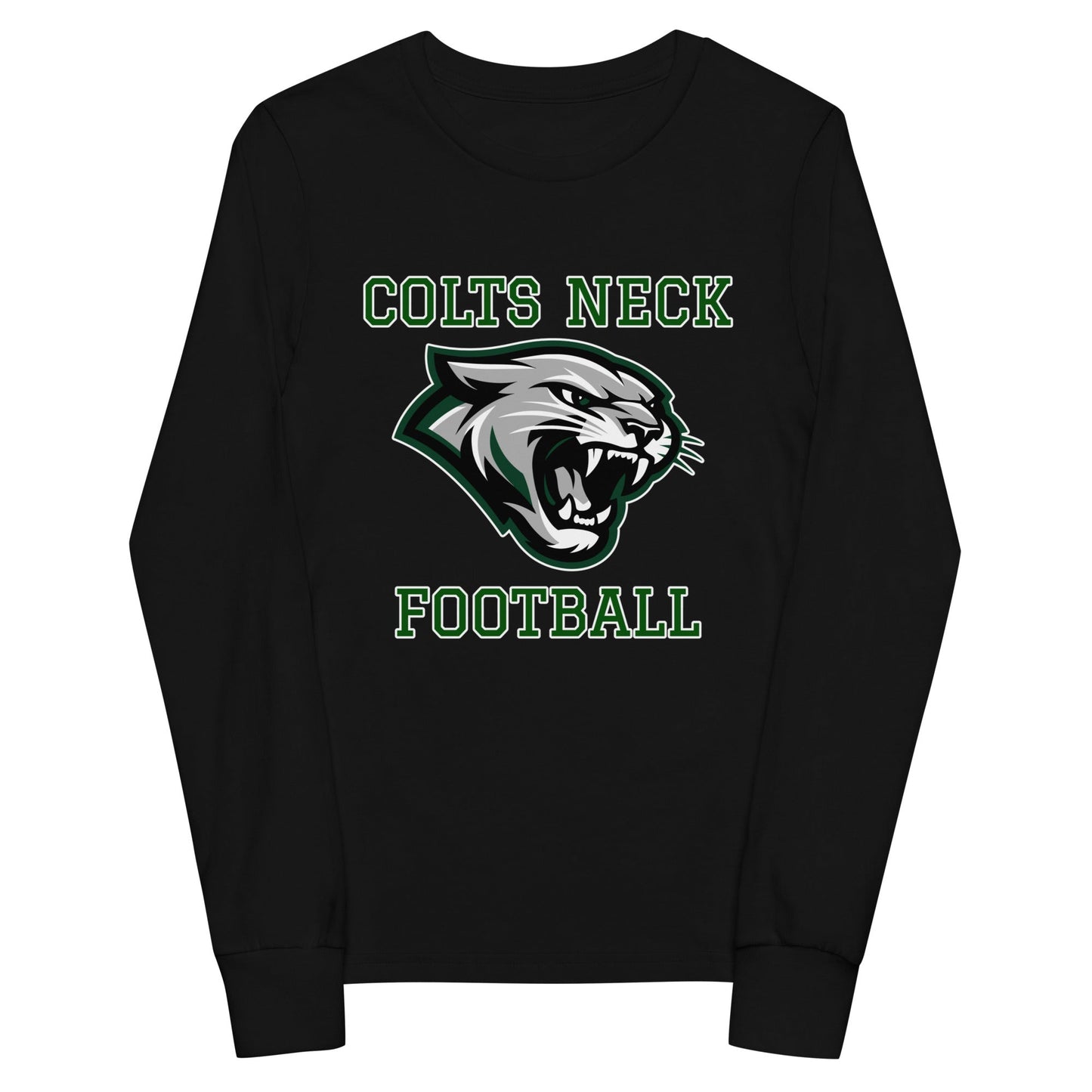 Performance | Youth Long Sleeve T-Shirt | Colts Neck Cougars | Youth Tackle Football (AYF) | Green Predator Logo