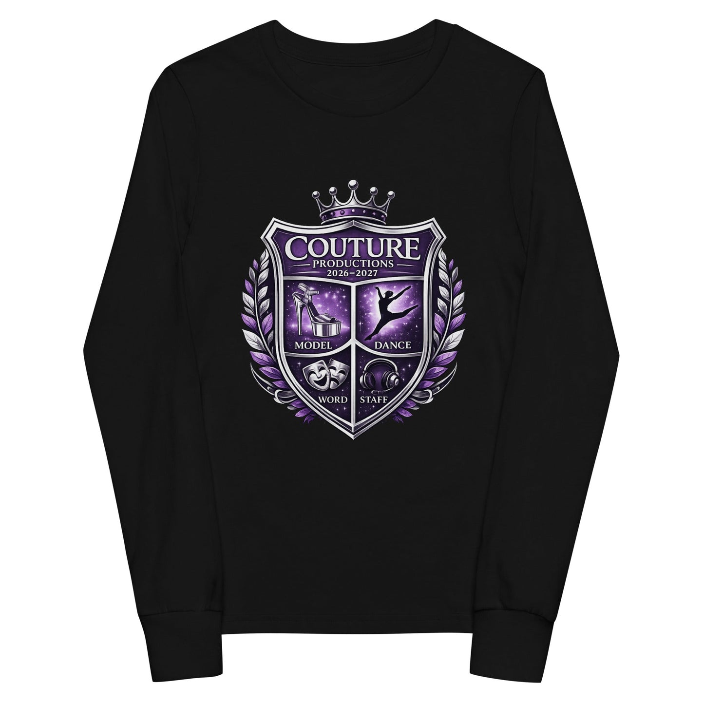 Performance | Youth Long Sleeve T-Shirt | Couture Productions | Couture Shield Logo