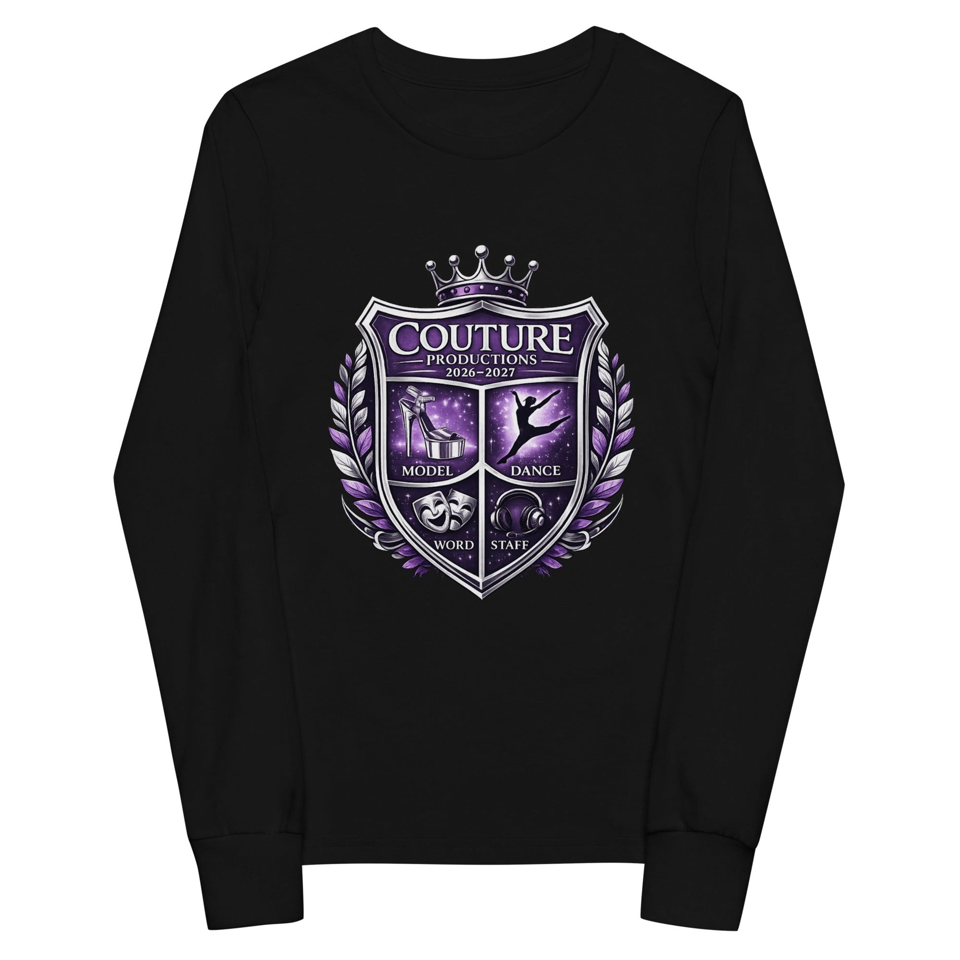 Performance | Youth Long Sleeve T-Shirt | Couture Productions | Couture Shield Logo