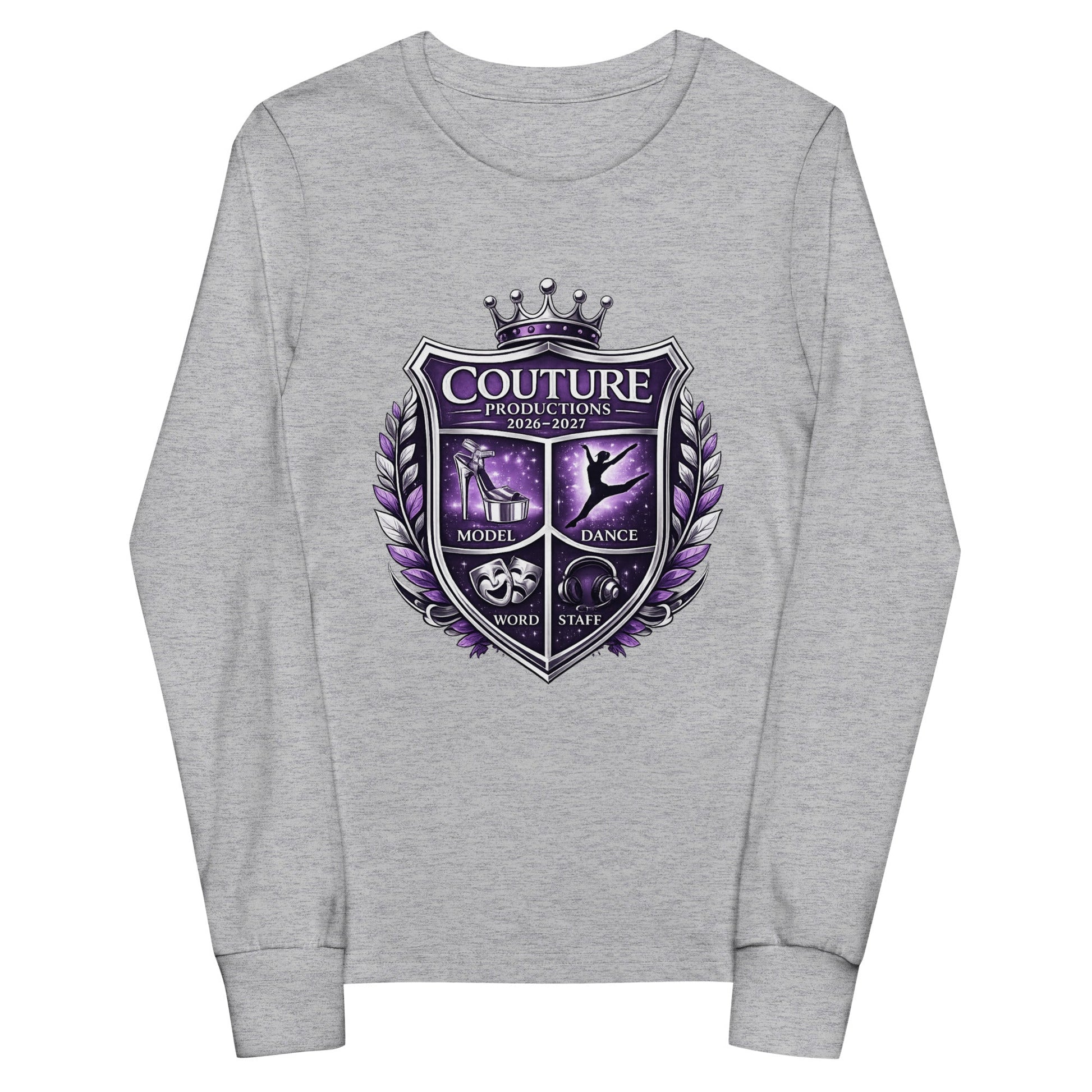 Performance | Youth Long Sleeve T-Shirt | Couture Productions | Couture Shield Logo