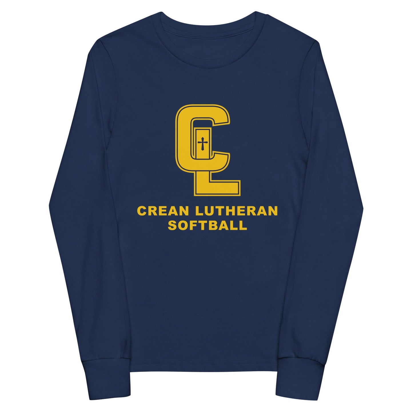 Performance | Youth Long Sleeve T-Shirt | Crean Lutheran Softball | Gold CL Softball Logo