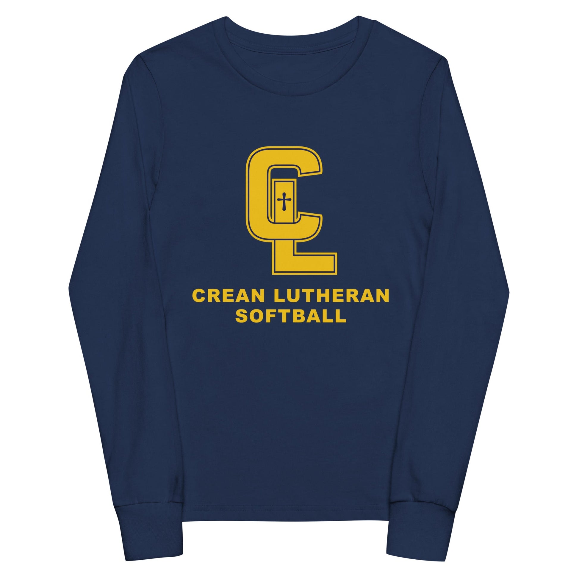 Performance | Youth Long Sleeve T-Shirt | Crean Lutheran Softball | Gold CL Softball Logo