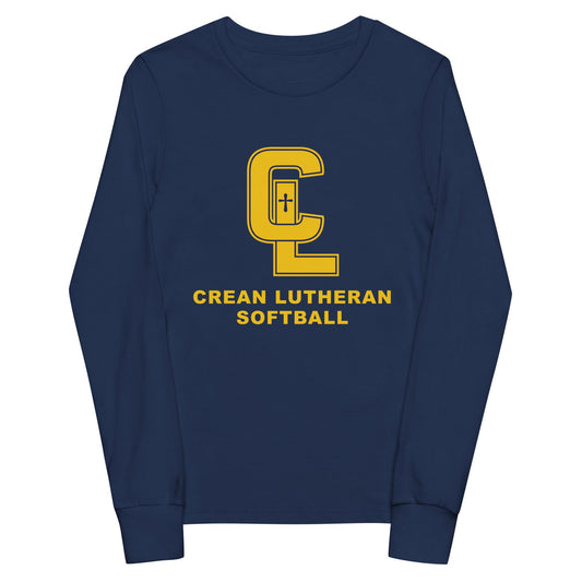 Performance | Youth Long Sleeve T-Shirt | Crean Lutheran Softball | Gold CL Softball Logo