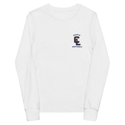 Performance | Youth Long Sleeve T-Shirt | Crean Lutheran Softball | Navy CL Softball Logo