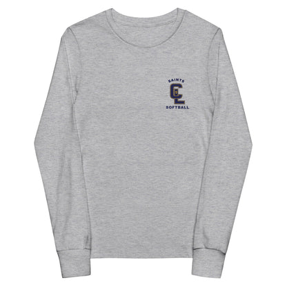Performance | Youth Long Sleeve T-Shirt | Crean Lutheran Softball | Navy CL Softball Logo