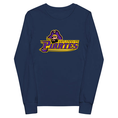 Performance | Youth Long Sleeve T-Shirt | ECU Club Womens Lacrosse | Pirate Emblem Logo