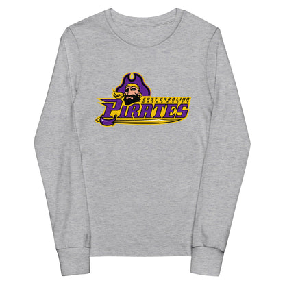 Performance | Youth Long Sleeve T-Shirt | ECU Club Womens Lacrosse | Pirate Emblem Logo