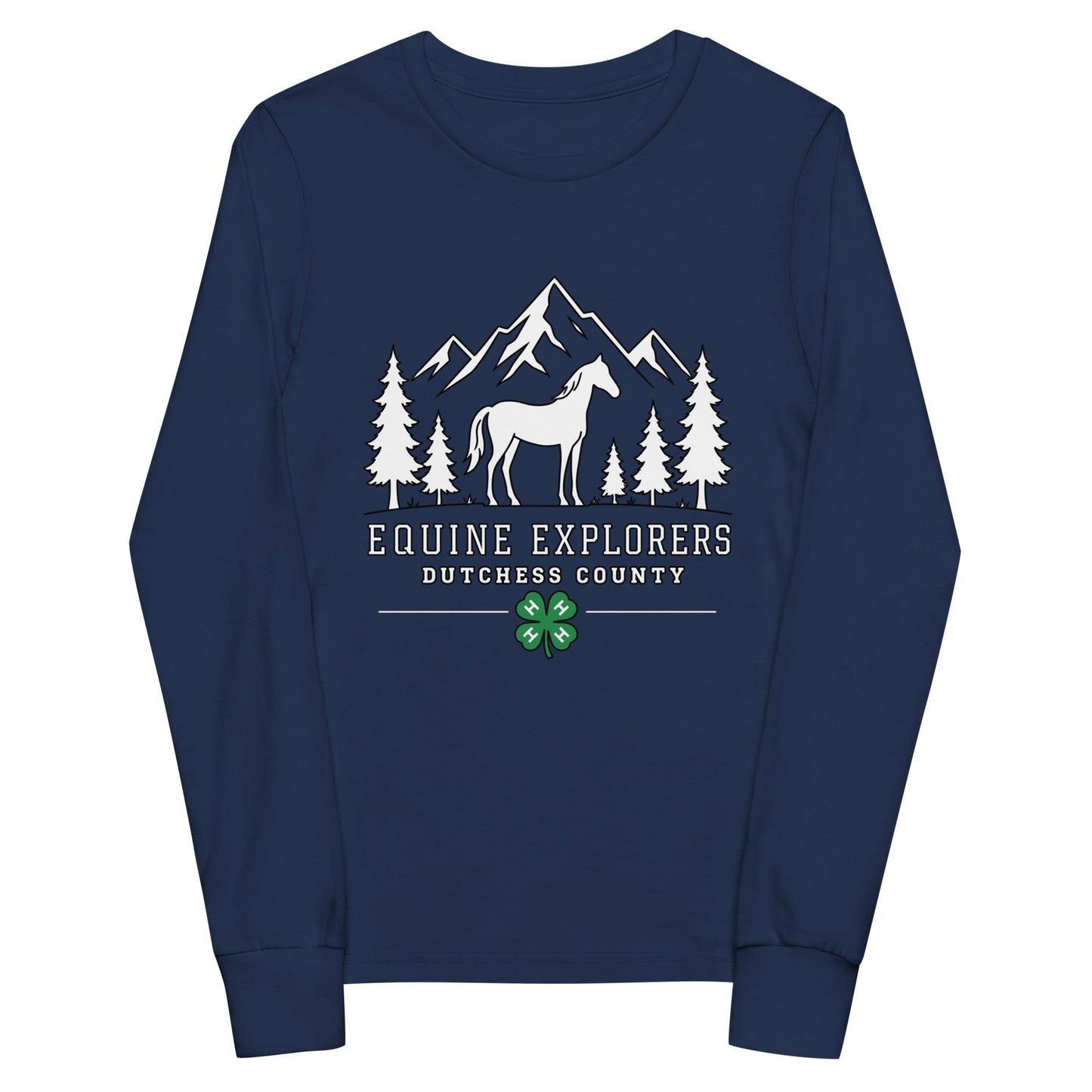 Performance | Youth Long Sleeve T-Shirt | Equine Explorers | Dutchess Crest Trailblazers Logo