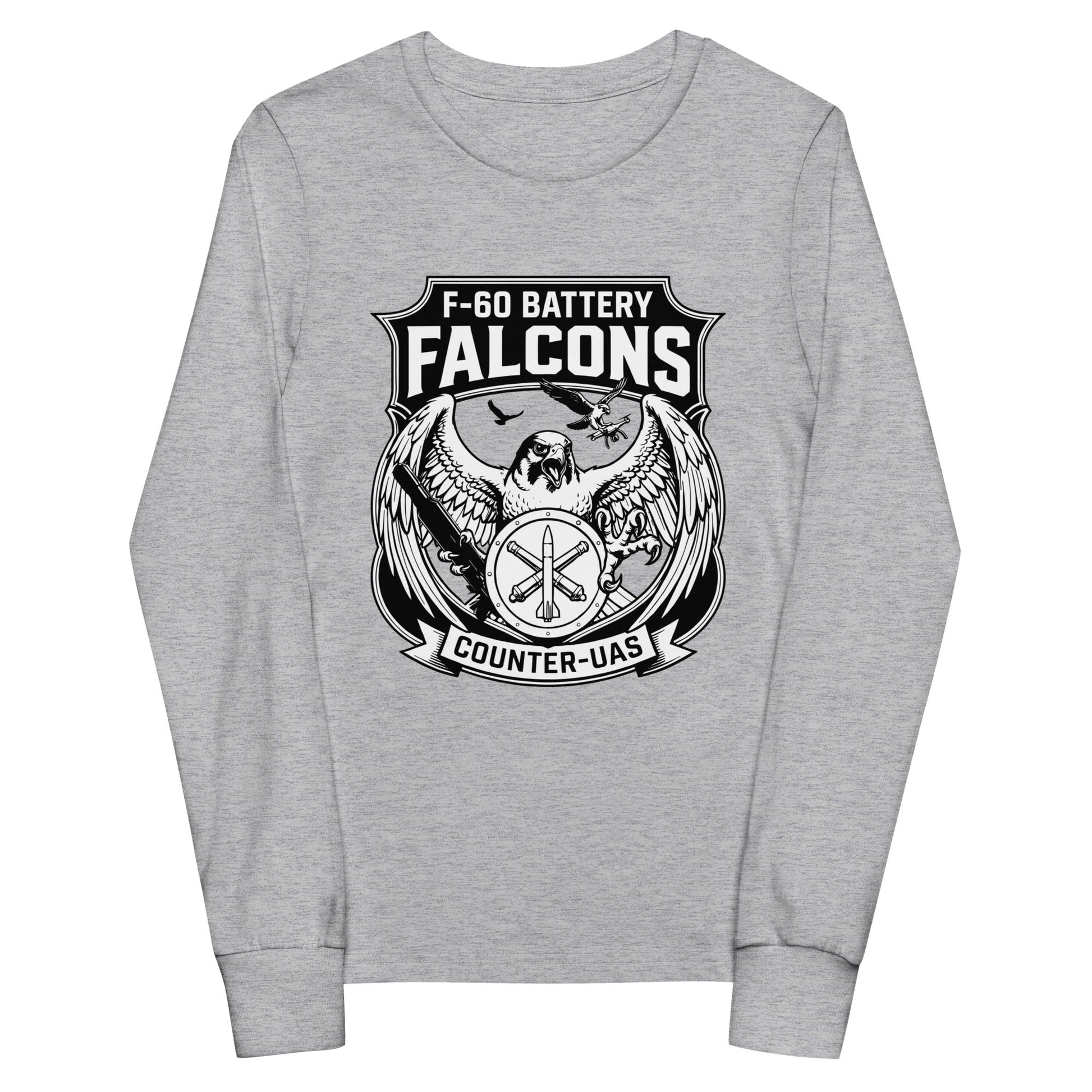 Performance | Youth Long Sleeve T-Shirt | F - 60th ADA | Falcon Shield Logo