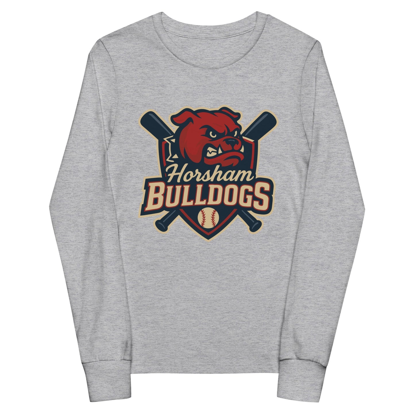 Performance | Youth Long Sleeve T-Shirt | Horsham Travel Baseball | Bulldogs Logo