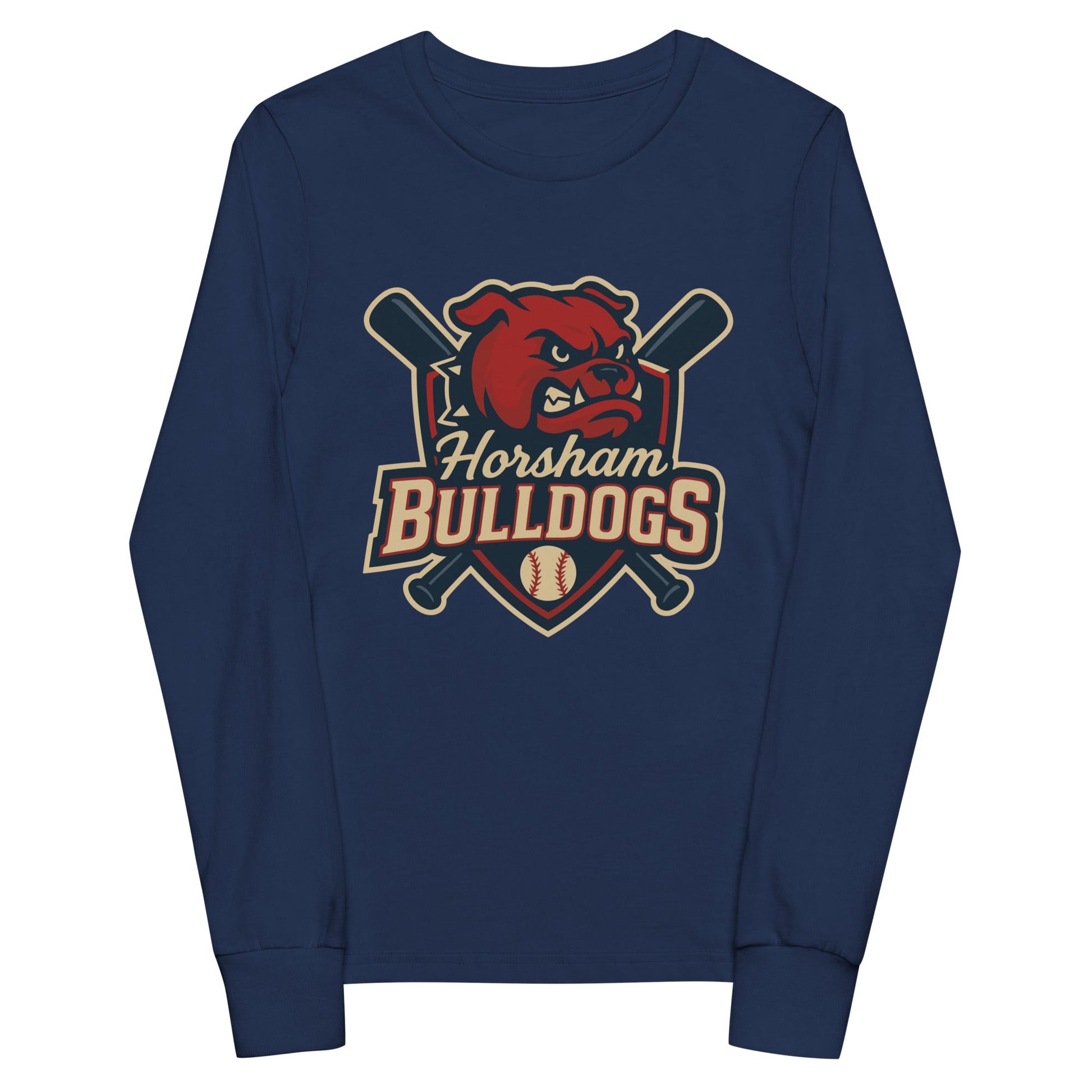 Performance | Youth Long Sleeve T-Shirt | Horsham Travel Baseball | Bulldogs Logo