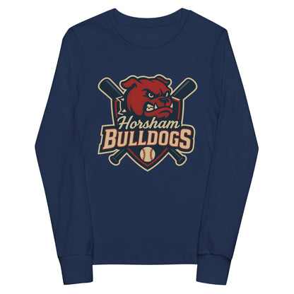 Performance | Youth Long Sleeve T-Shirt | Horsham Travel Baseball | Bulldogs Logo