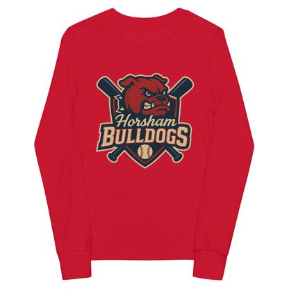 Performance | Youth Long Sleeve T-Shirt | Horsham Travel Baseball | Bulldogs Logo