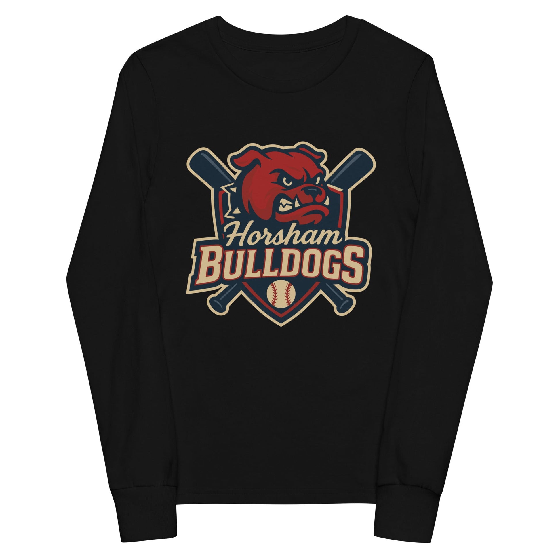 Performance | Youth Long Sleeve T-Shirt | Horsham Travel Baseball | Bulldogs Logo