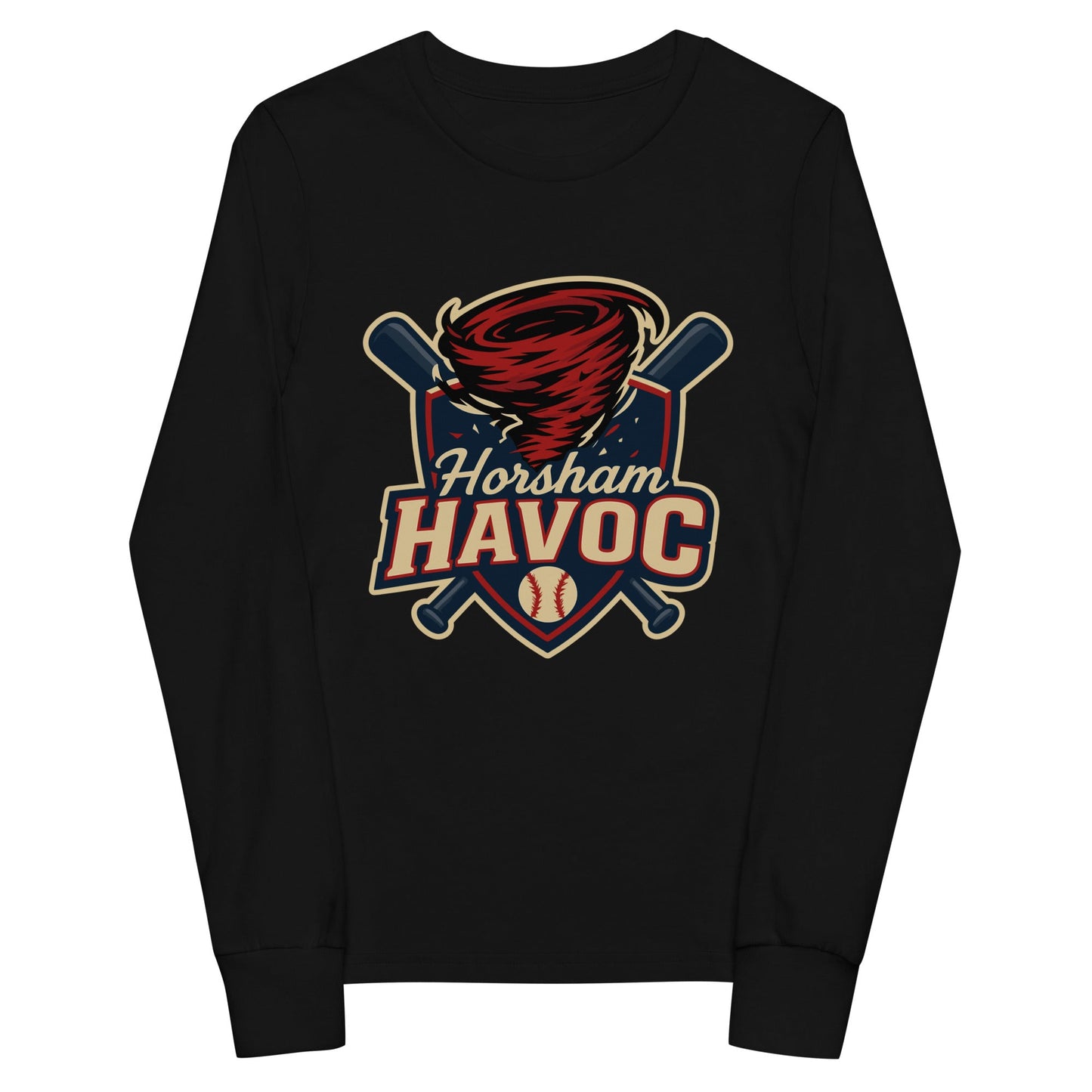 Performance | Youth Long Sleeve T-Shirt | Horsham Travel Baseball | Havoc Logo