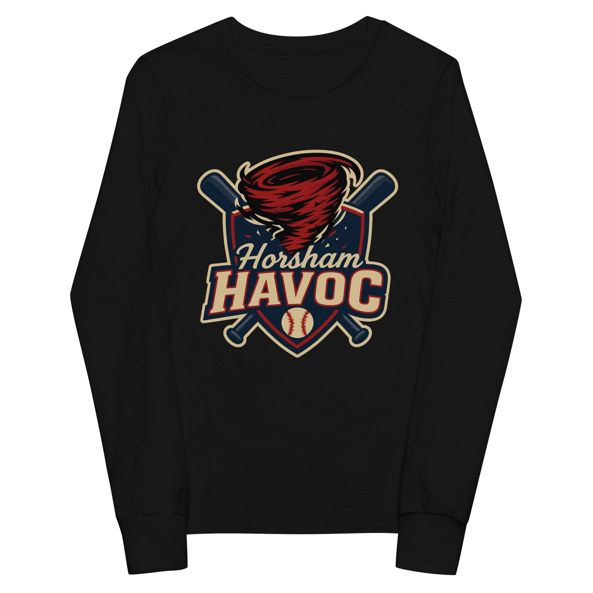 Performance | Youth Long Sleeve T-Shirt | Horsham Travel Baseball | Havoc Logo