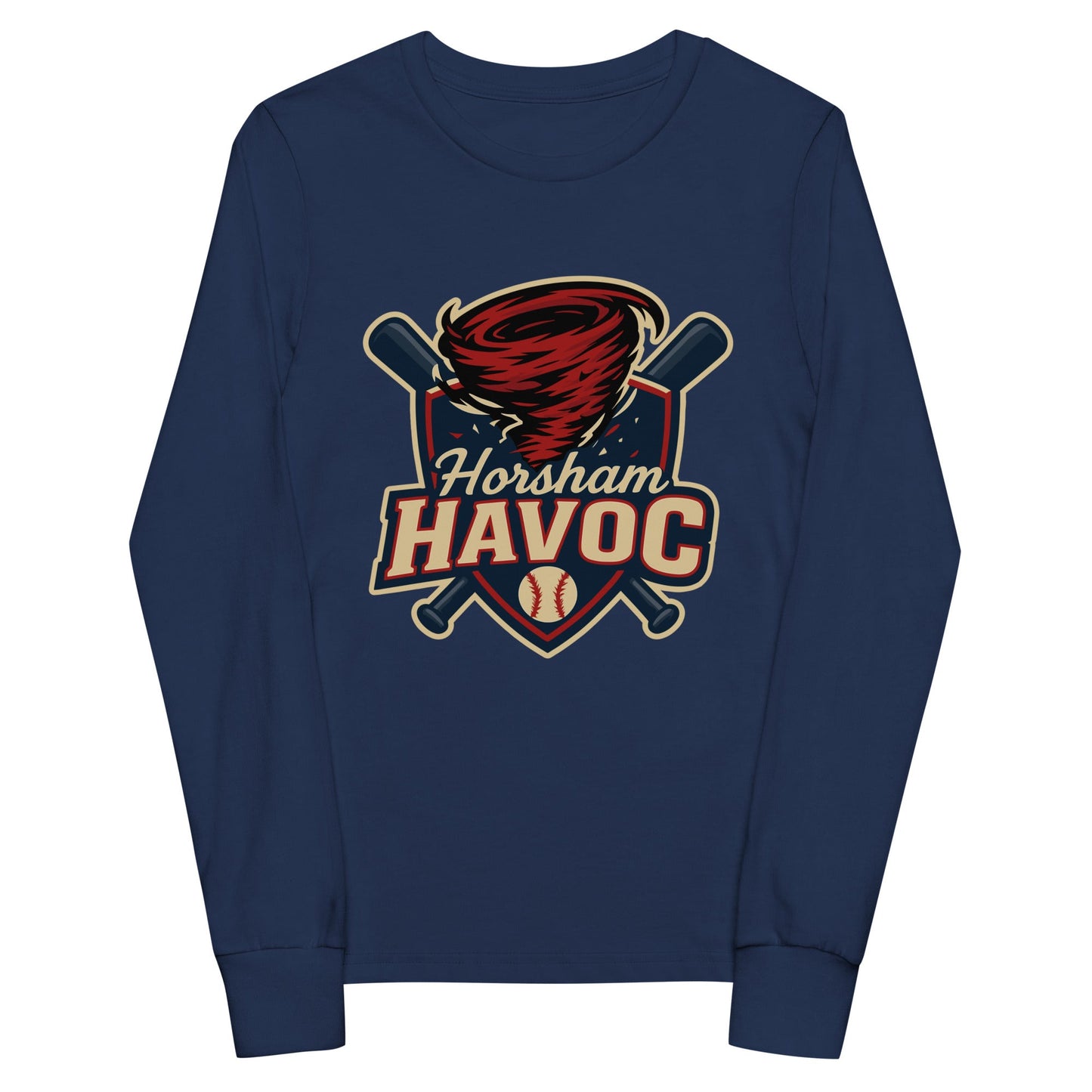 Performance | Youth Long Sleeve T-Shirt | Horsham Travel Baseball | Havoc Logo