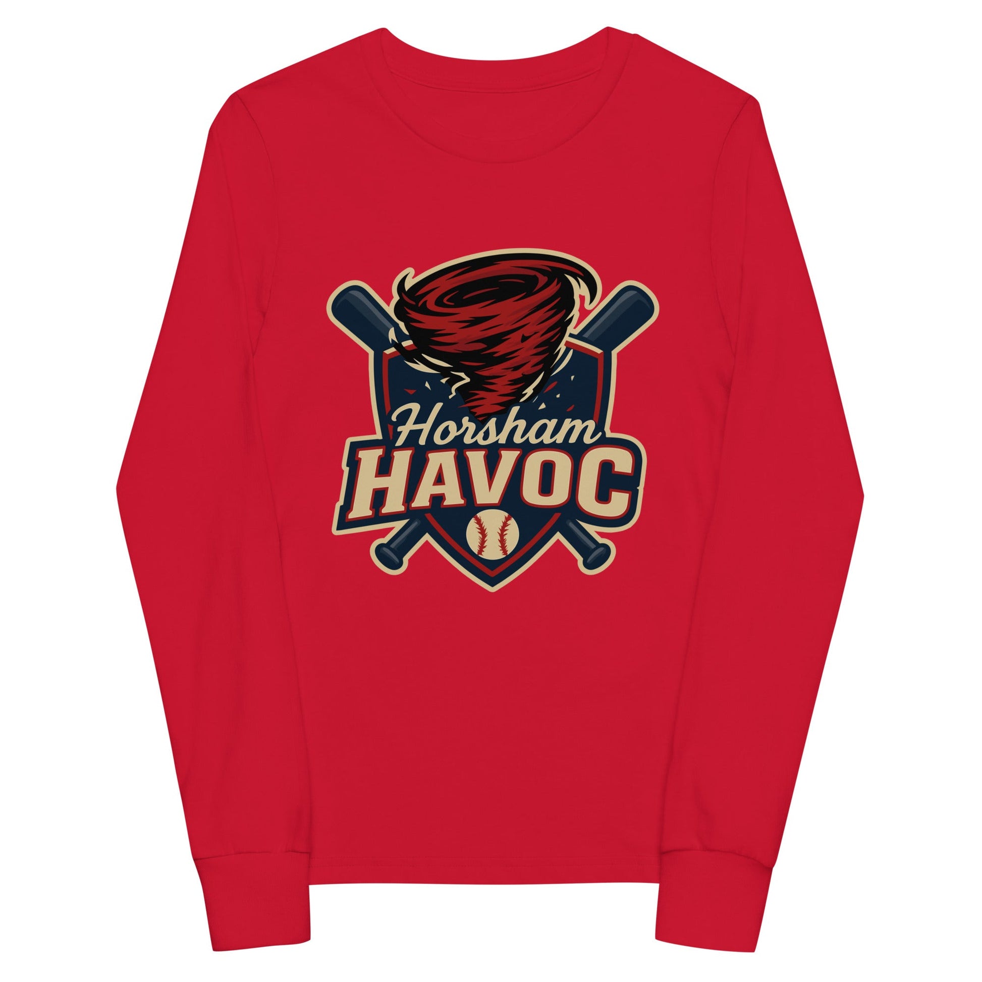 Performance | Youth Long Sleeve T-Shirt | Horsham Travel Baseball | Havoc Logo