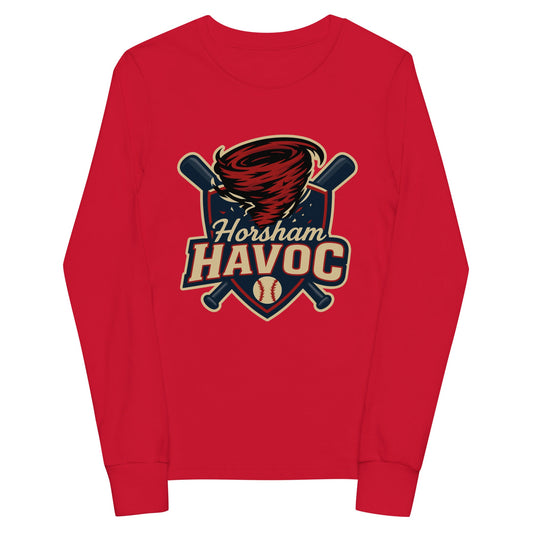 Performance | Youth Long Sleeve T-Shirt | Horsham Travel Baseball | Havoc Logo