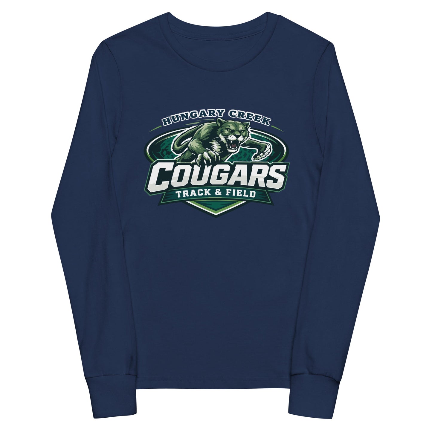Performance | Youth Long Sleeve T-Shirt | Hungary Creek Cougar | Shield Logo
